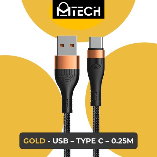 [XXX900367L030223] USB to Type C - SilkyFast Cable - OEM - 0.25M - Black Gold