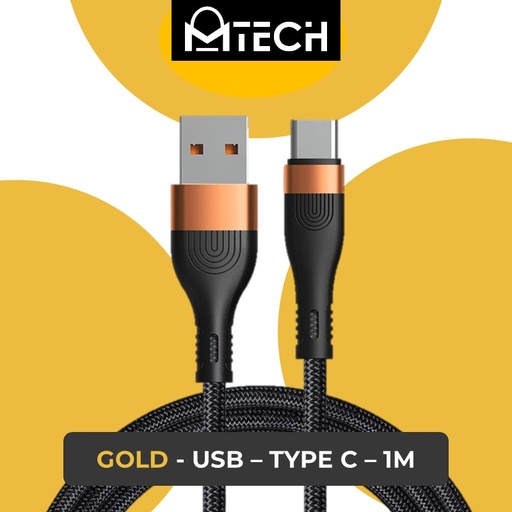 [XXX900367L100223] USB to Type C SilkyFast Cable - OEM - 1M - Black Gold