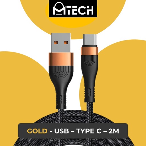 [XXX900367L120223] USB to Type C SilkyFast Cable - OEM - 2M - Black Gold