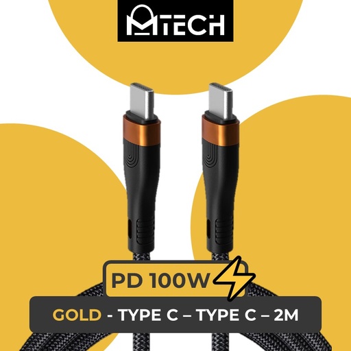 [XXX900600L120223] Type C to Type C 100W SilkyFast Cable - OEM - 2M - Black Gold
