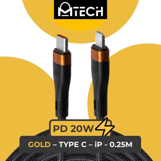 [XXX900646L030223] Type C to iOS 20W SilkyFast Cable - OEM - 0.25M - Black Gold