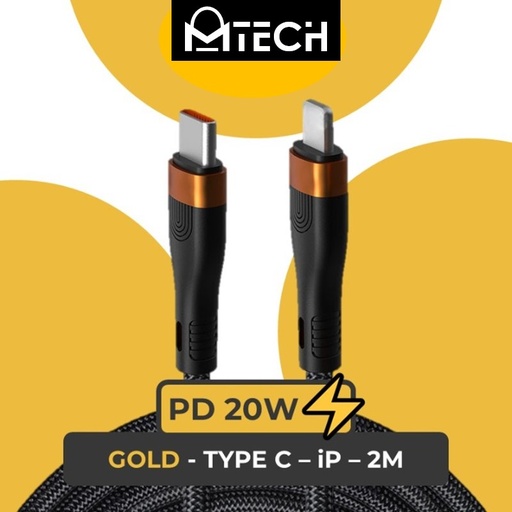 [XXX900646L120223] Type C to iOS 20W SilkyFast Cable - OEM - 2M - Black Gold