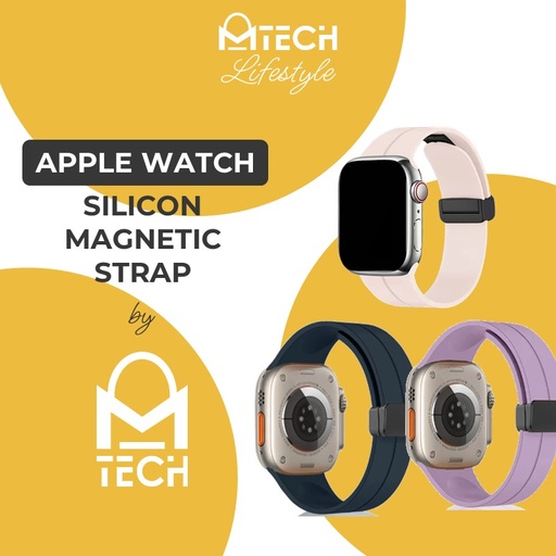 [XXX916XXXXXX0247] Apple watch silicone Magnetic Strap - easy adjustable length - 42/44/45/49mm - OEM - Midnight Blue