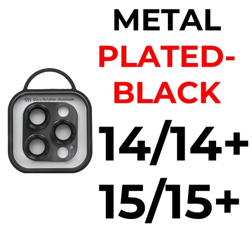 [XXX878670XXXXBLK] iPhone 15/15 Plus/14/14 Plus - Metal Plated Camera Lens - OEM - Black