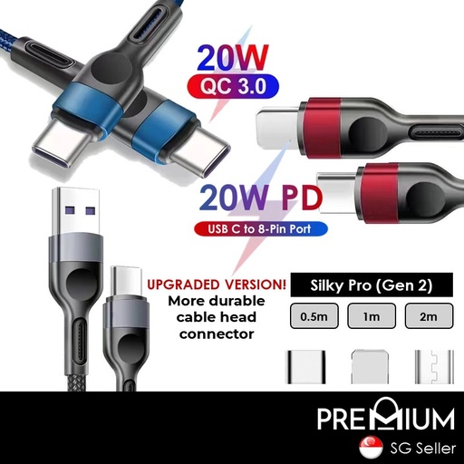 [XXX803366L12XBLK] [EOL][DSC] USB to iOS Silky Pro (Gen 2) Fast Charge - OEM - 2M - Black
