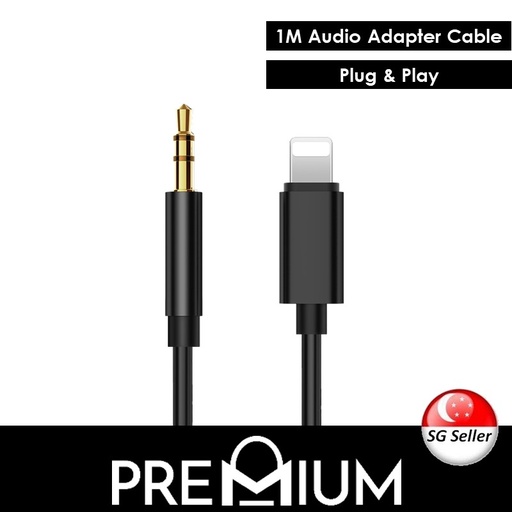 [XXX789XXXL10XBLK] Lightning to 3.5mm Aux Audio Adapter Cable - JBC-025B - OEM - 1M - Black