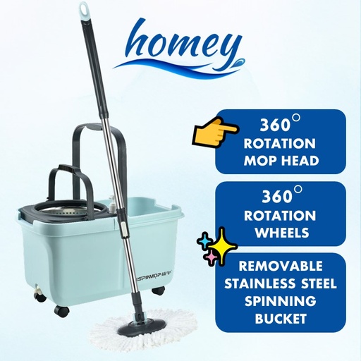 [XXX760XXXXXXXBLU] YY-MOP-F - Mop with Traditional Head and Removable Spinner - OEM - Blue
