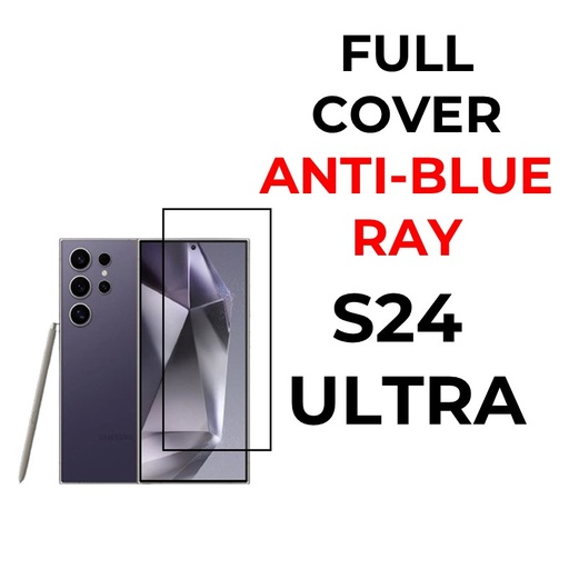 [XXX069680T07XBLK] Samsung Galaxy S24 Ultra - Full Coverage Tempered Glass - OEM - Anti Blue Ray and Clear - Black