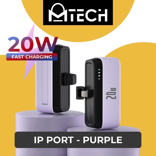 [MTC071XXXC03XPUP] Mini Capsule IOS 20W Charge Power Bank - MTech - 5000mAh - Purple