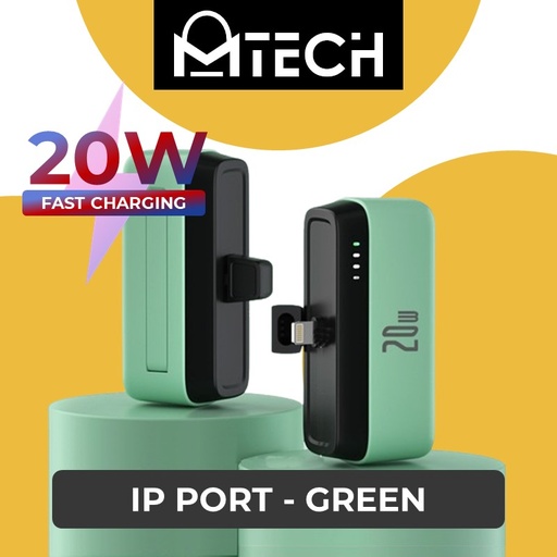 [MTC071XXXC03XGRN] Mini Capsule 20W IOS Fast Charge Power Bank - MTech - 5000mAh - Green