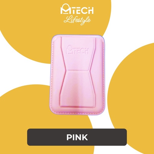 [MTC075XXXXXX0293] Magnetic Leather Card Holder With Stand - MTech - Baby Pink