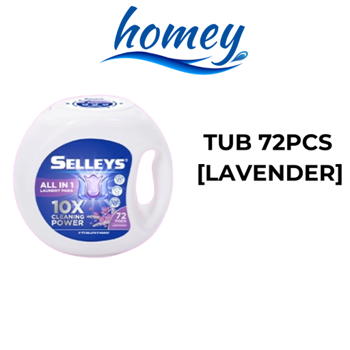 [SEL017XXXXXXXLVD] [EOL] [DSC] ALL IN 1 Laundry Pod Lavender Tub 72pcs - SELLEYS - Lavender