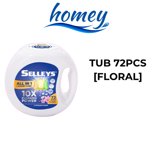 [SEL016XXXXXX0355] [DSC] ALL IN 1 Laundry Pod Floral Tub 72pcs - SELLEYS - Floral