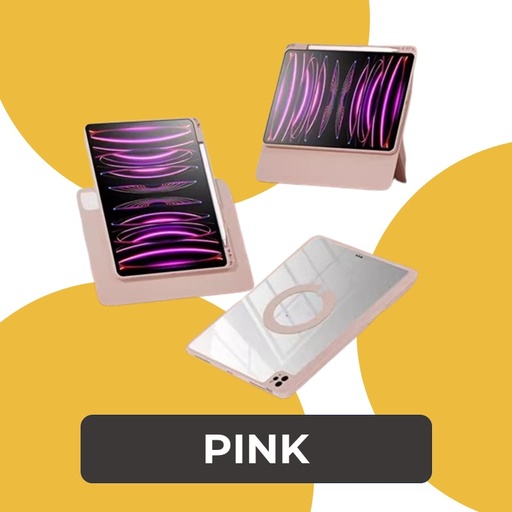 [MTC005689XXXXPNK] iPad Air 13 Or Pro 13 in 6th Or 7th (2024) Gen Magnetic Back Flip Lock Case - MTech - Pink
