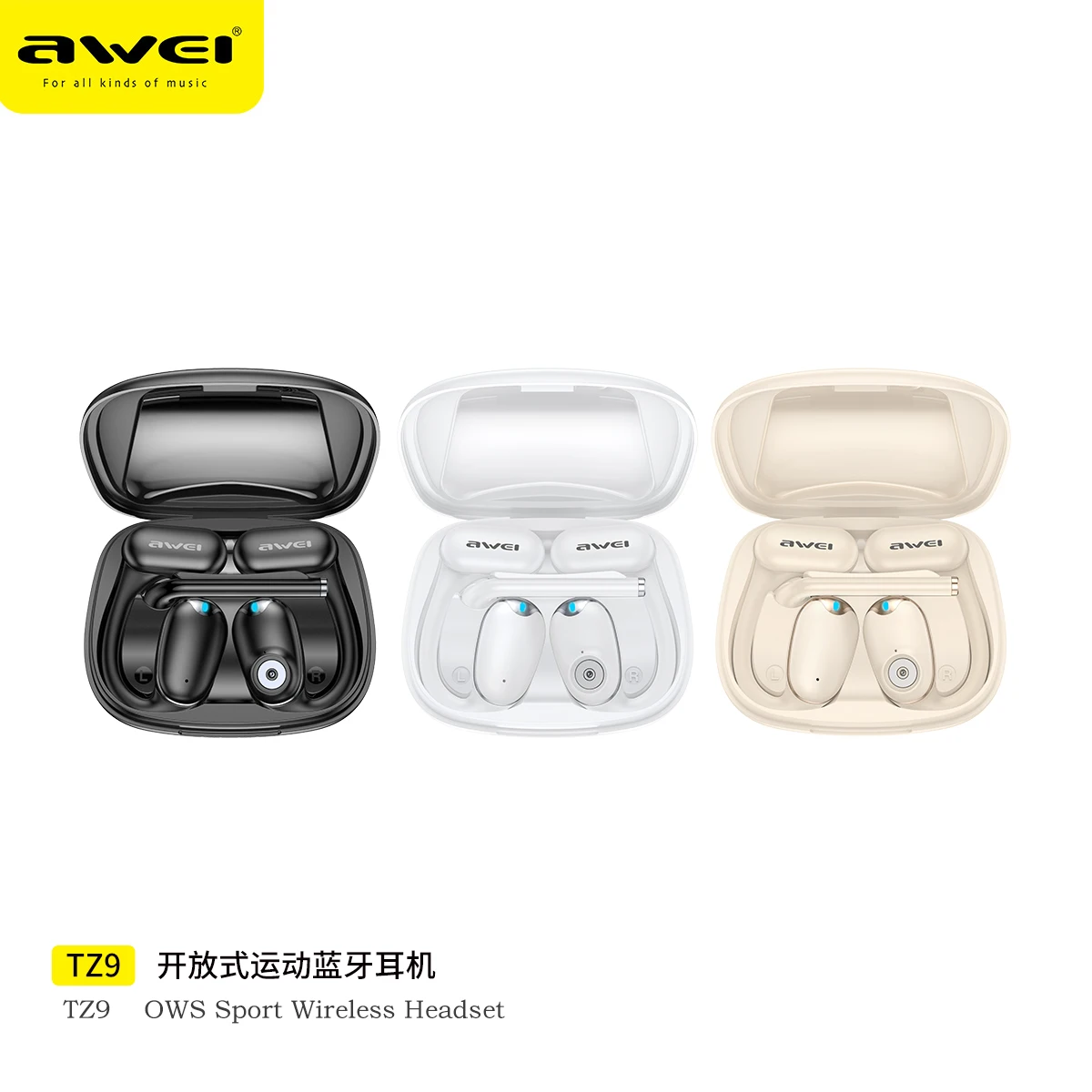 [1717058542MMKFYC] TZ9 - OWS Sport Wireless Headset Earbud Awei - Black