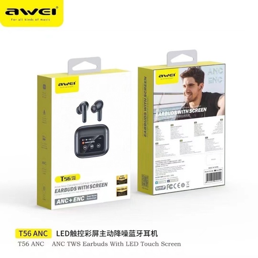 [AWE055XXXXXXXBLK] T56 - ANC+ENC Earbud Awei - Black
