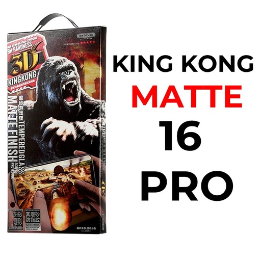[XWK039697T03XBLK] iPhone 16 Pro 6.3 - King Kong 3D Tempered Glass Full Cover - WTP-030 - WK - Matte - Black