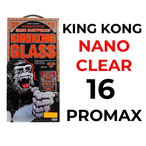 [XWK153698T02XBLK] iPhone 16 Pro Max 6.9 - King Kong Series Nano Dustproof Curved Tempered Glass - WTP-029 - WK - Clear - Black