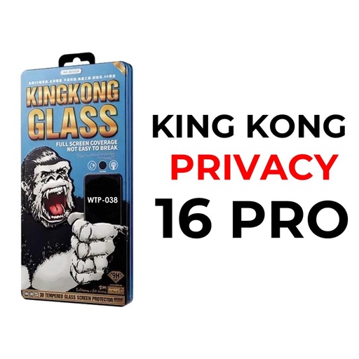 [XWK154697T04XBLK] iPhone 16 Pro 6.3 - King Kong 3D Tempered Glass Full Cover - WTP-039 - WK - Privacy - Black