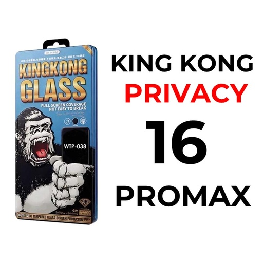 [XWK154698T04XBLK] iPhone 16 Pro Max 6.9 - King Kong 3D Tempered Glass Full Cover - WTP-039 - WK - Privacy - Black