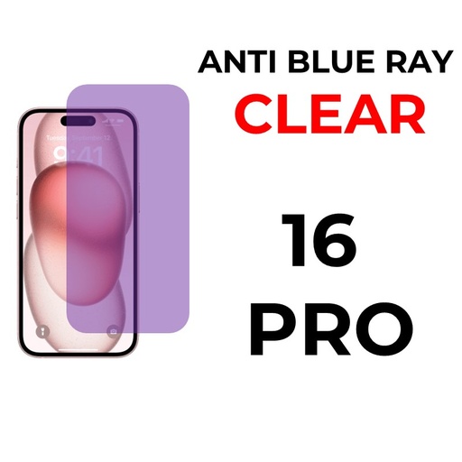 [XXX069697T07XBLK] iPhone 16 Pro 6.3 in - Full Coverage - OEM - Anti Blue Ray and Clear - Black