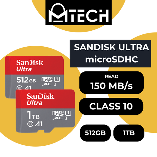 [SAN026XXXS17RDGY] Ultra microSD Card A1 C10 U1 UHS-I 150MB/s - Sandisk - 512GB - Red Or Grey