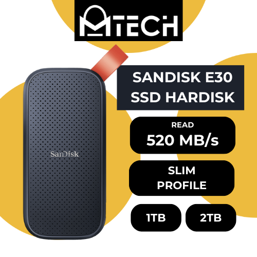 [SAN033XXXS09XBLK] E30 - SSD Portable 520MB/s R USB 3.2 Gen 2 - Sandisk - 1TB - Black