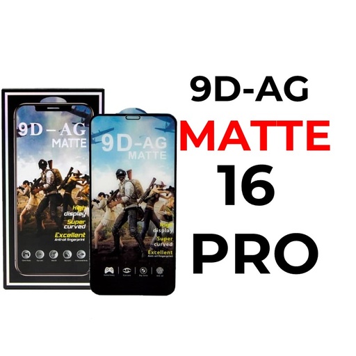 [XXX656697T03XBLK] iPhone 16 Pro 6.3 in - 9D-AG Tempered Glass Full Coverage - OEM - Matte - Black