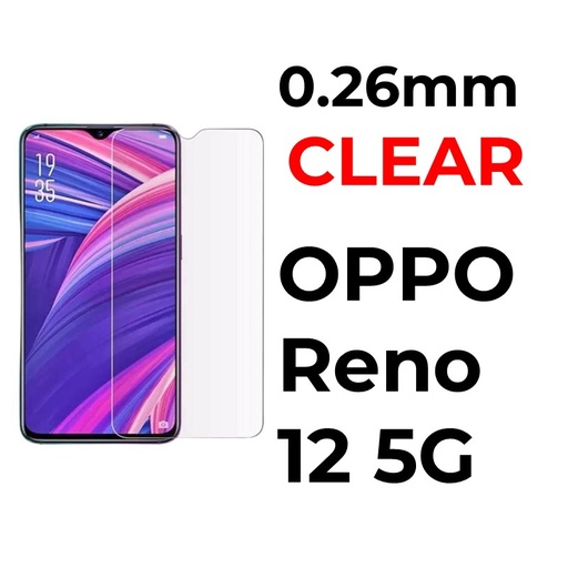 [XXX029700XXXXCLR] Oppo Reno 12 5G - Tempered Glass - Flat Surface - 0.26mm - OEM - Clear