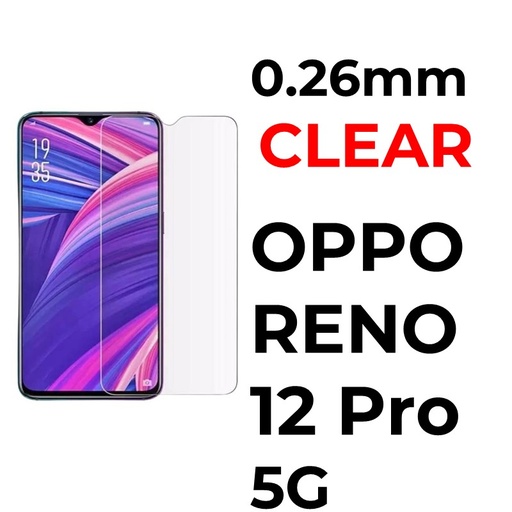 [XXX029701XXXXCLR] Oppo Reno 12 Pro 5G - Tempered Glass - Flat Surface - 0.26mm - OEM - Clear