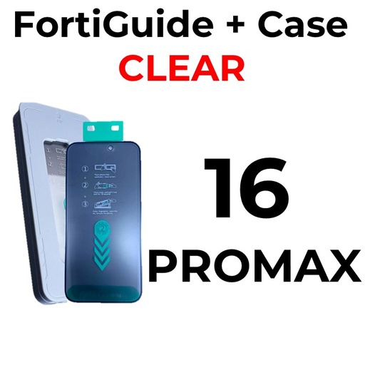 [MTC118698T02XGRY] iPhone 16 Pro Max 6.9 in - Case + FortiGuide Tempered Glass Screen Protector - MTech - Clear - Grey