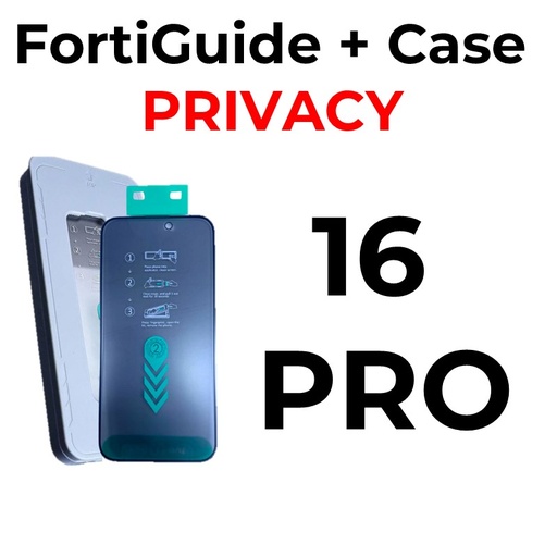[MTC118697T04XGRY] iPhone 16 Pro 6.3 in - Case + FortiGuide Tempered Glass Screen Protector - MTech - Privacy - Grey