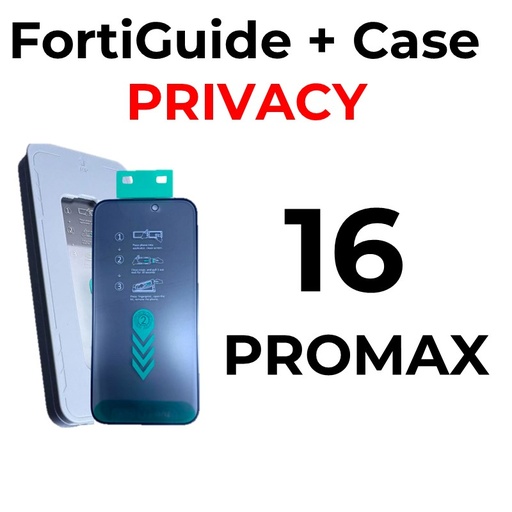 [MTC118698T04XGRY] iPhone 16 Pro Max 6.9 in - Case + FortiGuide Tempered Glass Screen Protector - MTech - Privacy - Grey