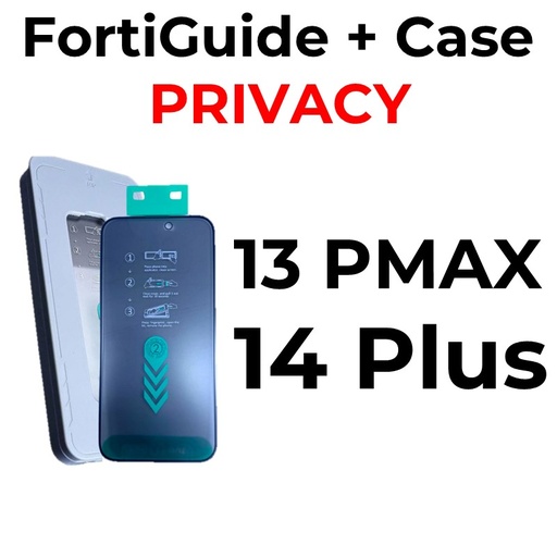 [MTC118550T04XGRY] iPhone 13 Pro Max or 14 Plus - 6.7 in - Case + FortiGuide Tempered Glass Screen Protector - MTech - Privacy - Grey