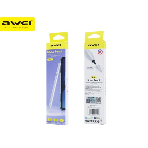 [AWE077XXXXXXXWHT] P3 - Stylus Pencil - Awei - White