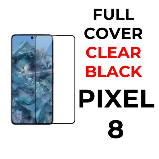 [XXX593705T02XBLK] Google Pixel 8 - Tempered Glass Full Coverage - OEM - Clear - Black
