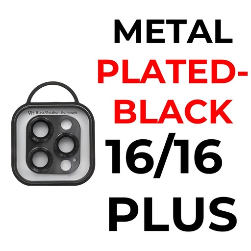 [XXX878706XXXXBLK] iPhone 16 or 16 Plus - Metal Plated Camera Lens - OEM - Black