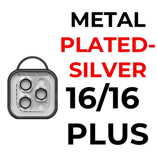 [XXX878706XXXXSVR] iPhone 16 or 16 Plus - Metal Plated Camera Lens - OEM - Silver