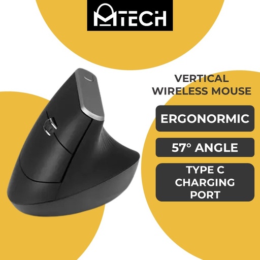 [BSX032XXXXXXXBLK] [EOL][DSC] Vertical Ergonomic Wireless Bluetooth Mouse - RF - 7043 -Type-C - Basix - Black