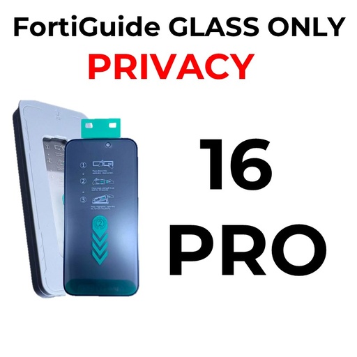 [MTC117697T04XBLK] iPhone 16 Pro 6.3 in - GLASS ONLY FortiGuide Tempered Glass Screen Protector - MTech - Privacy - Black 