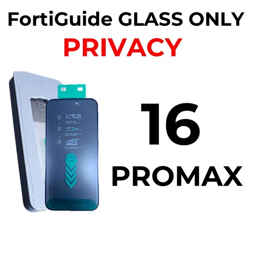 [MTC117698T04XBLK] iPhone 16 Pro Max 6.9 in - GLASS ONLY FortiGuide Tempered Glass Screen Protector - MTech - Privacy - Black 