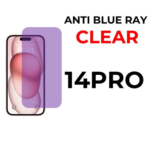 [XXX069606T07XBLK] iPhone 14 Pro 6.1 in - Full Coverage Tempered Glass - OEM - Anti Blue Ray and Clear - Black
