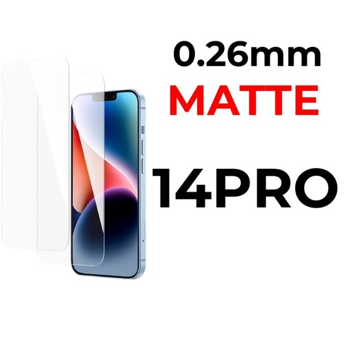 [XXX029606XXXMATT] iPhone 14 Pro 6.1 in - Tempered Glass - Flat Surface - 0.26mm - OEM - Matte