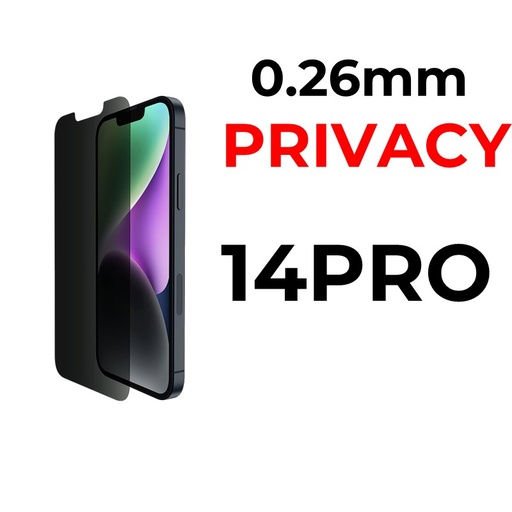 [XXX029606XXX0014] iPhone 14 Pro 6.1 in - Tempered Glass - Flat Surface - 0.26mm - OEM - Privacy