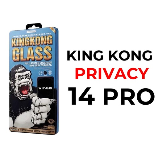 [XWK154606T04XBLK]  iPhone 14 Pro 6.1 in - King Kong 3D Tempered Glass Full Cover - WTP-039 - WK - Privacy - Black