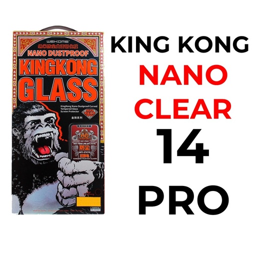 [XWK153606T02XBLK]  iPhone 14 Pro 6.1 in - King Kong Series Nano Dustproof Curved Tempered Glass - WTP-029 - WK - Clear - Black