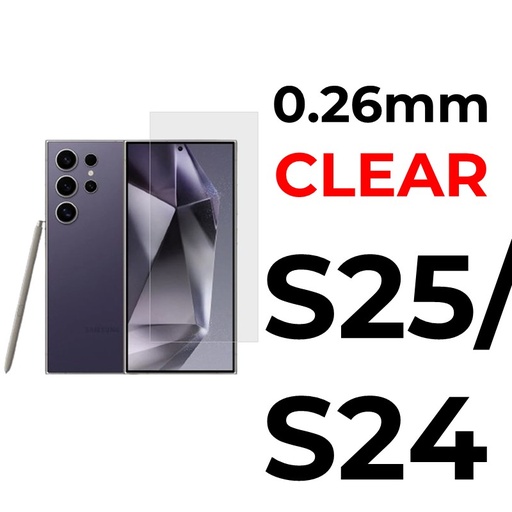 [XXX029713XXXXCLR]  Samsung Galaxy S25 / S24 - Tempered Glass - Flat Surface - 0.26mm - OEM - Clear