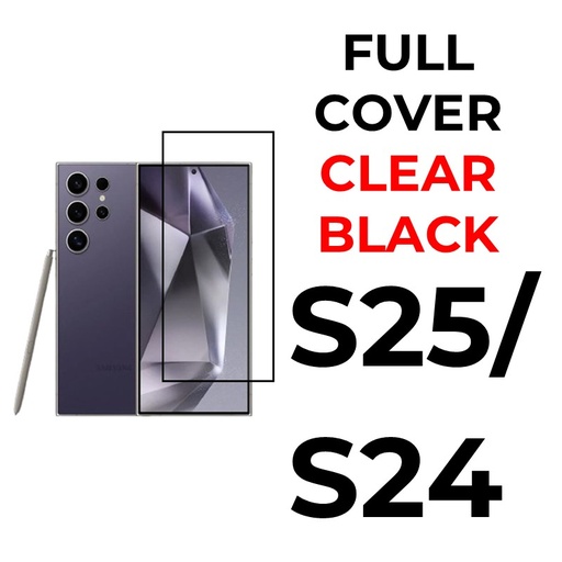 [XXX593713T02XBLK] Samsung Galaxy S25 / S24 - Tempered Glass Full Coverage - OEM - Clear - Black
