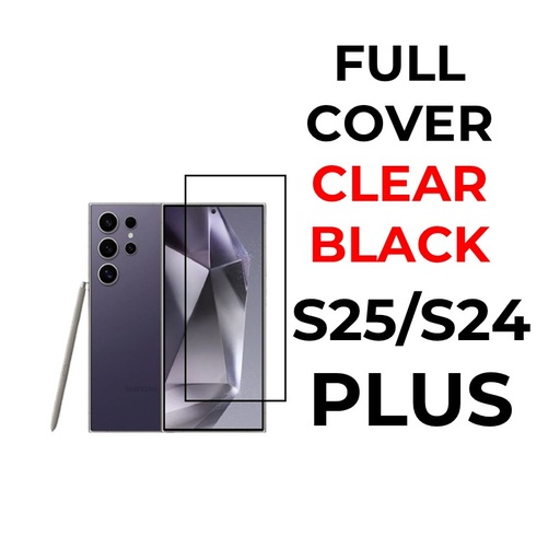 [XXX593714T02XBLK] Samsung Galaxy S25 / S24 Plus - Tempered Glass Full Coverage - OEM - Clear - Black