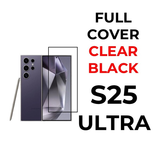 [XXX593715T02XBLK]  Samsung Galaxy S25 Ultra - Tempered Glass Full Coverage - OEM - Clear - Black 